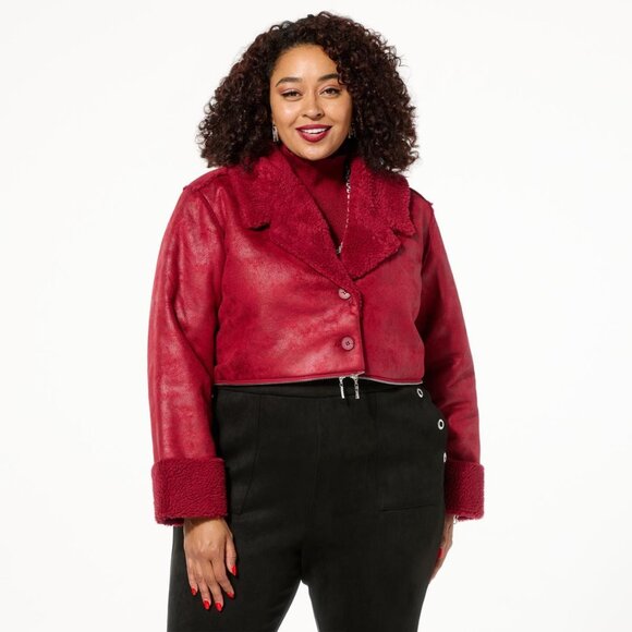 GREY Jhoan Sebastian Grey 2 in 1 Shearling Faux Leather Jacket Size Medium Black - Picture 7 of 7